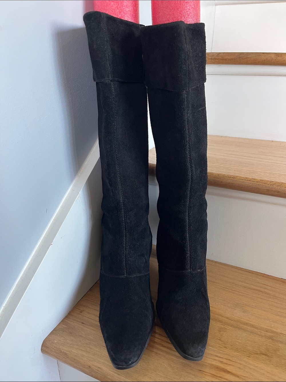 Black Suede Knee-High Women's Boots